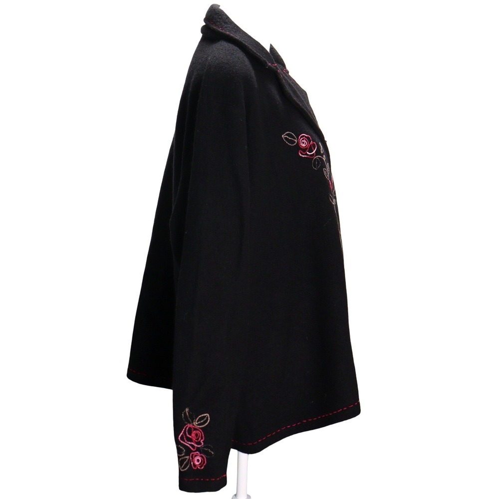 Alfred Dunner 3X plus Wool Zip Jacket cottage winter Grannycore Rose Embroidered - Picture 2 of 6